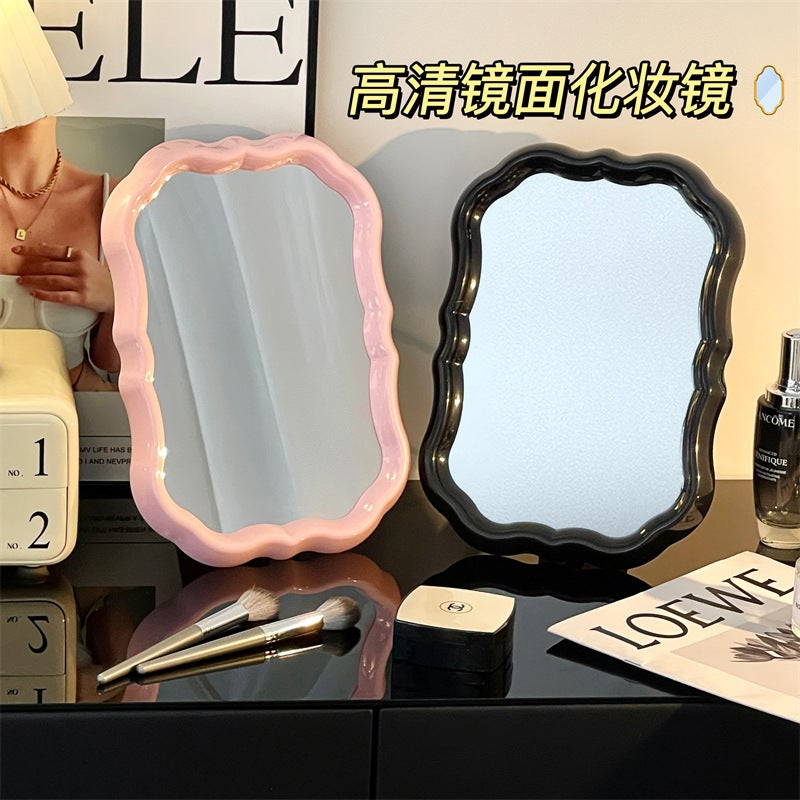 New Flower Mirror Creative Dormitory Bedroom Desktop High-Value Student Dormitory Makeup Mirror Desktop Dressing Mirror - Image 3